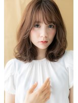 カバーヘアアンドスパ ブリス 浦和(COVER HAIR&SPA bliss) 斜めバングカーキベージュ小顔鎖骨ミディアムZ浦和10代20代30代