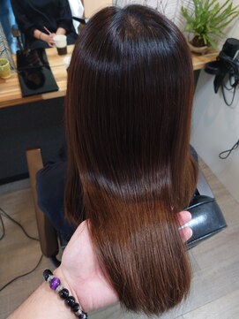 ヘアーカルチャー 小倉台店 HAIR CULTURE ロングストレートオレンジブラウン大人可愛い20代30代40代