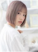 ラベンダーアッシュ透けバング前下がりボブc5上尾10代20代30代