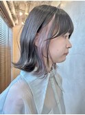 イヤリングカラー前髪ピンクベージュインナーグレージュレイヤー
