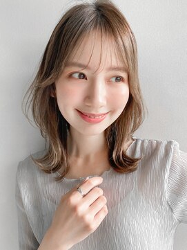 リヤン 表参道(lyann) ピンクベージュ外ハネボブ艶感前髪美髪うる艶髪サイドバング