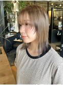 切りっぱなし顔まわりレイヤーと裾カラー