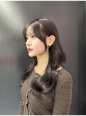 顔周りカット/顔周りレイヤー/オリーブベージュ