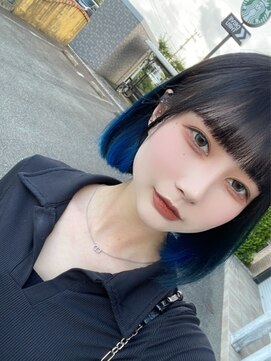 アトリエ スピカ ヘアーアンドメイク(atelier Spica Hair Make) 【デザインカラー】ボブ×ブルーインナーカラー