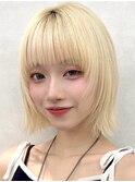 三鷹レイヤーカット韓国ダブルカラー顔周り前髪カットボブ