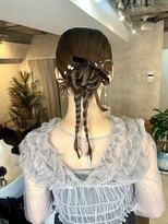 サンルーム(SUN room) 三つ編みロープ編みタイトカチモリヘアセット金箔リボンパール