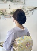 入学式お着物でふんわりシニヨン