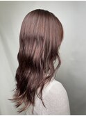 【ピンクブラウン】20代30代/ワンカラ―/波巻き/チェリーレッド