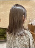 レイヤーカット/銀座/ベージュ外はねロブ/ストレートヘア/顔周り