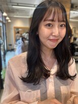 パーク 福岡天神西通り店(parc)&nbsp;シースルーバング　顔周りカット　艶感　ダークカラー　ロング