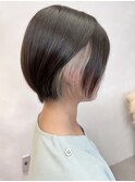 インナーカラーホワイトベージュ×透明感カラー＊ショートボブ