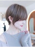 ショートヘアショートボブ顔周りレイヤー美髪矯正艶髪小顔