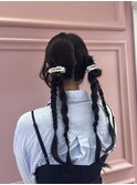 カチモリヘア/ヘアアレンジ/三つ編み/韓国/ヘアセット/ツイン