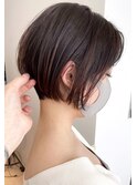 【似合わせ】小顔ショート/フェザーショート/くすみベージュ