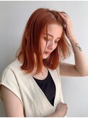say.イメチェン外ハネボブ美髪ワイドバング前髪なしロブオレンジ