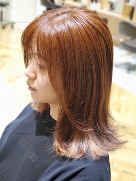 ユニックス イオンモール川口前川店(UNIX) 【韓国風】アプリコットオレンジ×インナーカラー×外ハネボブ