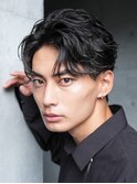 天神大名フェザーショートシャドウパーマセンターパートウルフ