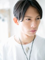 モッズヘア メン 南越谷南口店(mod's hair men)&nbsp;ブラックセンターパート刈り上げない伸ばしかけショートa南越谷
