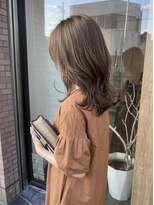 ニコリヘアワークス(nicori hair works)&nbsp;セミロング×レイヤー×ベージュブラウン