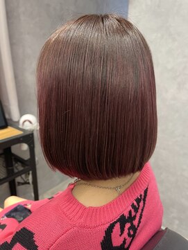 エル ヘアサロン なんば店(eL) eL☆MIKU  ナチュラルボブ　ピンキーレッド