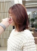 ブリーチなし　オレンジブラウン　秋カラー　ボブ/momoka