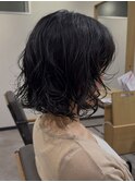 ボブパーマゆるめパーマウルフパーマミディアムパーマ銀座暗髪