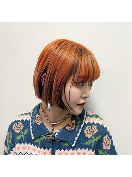 ボブ/ハイトーンボブ/オレンジカラー/ローライト
