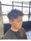 〈k15〉メンズパーマブリーチフェードツーブロックスパイラル