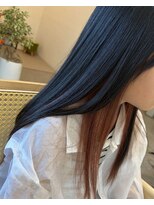 栞美容室&nbsp;インナーカラー｜レッド×オレンジ