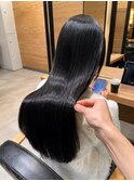 髪質改善 縮毛矯正 透明感ブルーブラック艶ロング