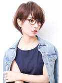 アシメショートエアリーショートグレージュナチュラルボブ