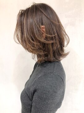 アルバム 渋谷パルコ(ALBUM) ハイライトレイヤー_厚めバングローライトスリークボブ_ba277613