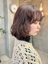 テトヘアー(teto hair) ボブウェーブパーマ くるくるふんわり ピンクブラウン