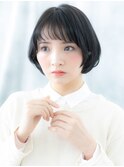 黒髪ぱっつん前髪大人かわいい丸みショートd天王台20代30代40代