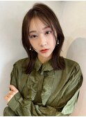 大人美人ハイレイヤーぱっつん前髪黒髪ミディワイドバンク小顔