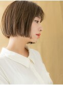 カーキベージュ小顔切りっぱなしぱっつんボブ315X越谷20代30代