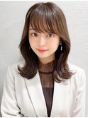 シャギーレイヤーロング韓国くびれヘアシースルーぱっつん前髪
