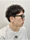 スパイキーショート/くせ毛風パーマ/グレージュ@
