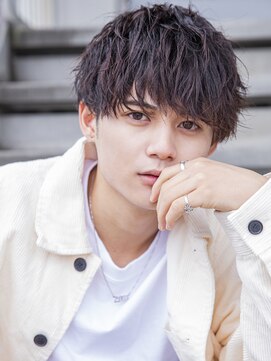 シティ(CITY) フェザーパーマブルーブラックサーフカールスパイキーショート