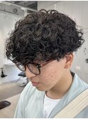 渋谷プードルパーマメンズパーママッシュスパイラルパーマ強め