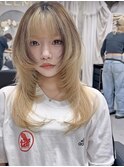 韓国レイヤーカット/ブリーチ/レイヤーカット/ハッシュカット