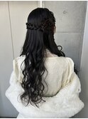 編み込みお花ハーフアップ