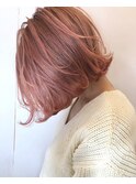 【Emuest心斎橋】切りっぱなし外はねレイヤーボブ×モードピンク