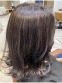 暗髪でも透明感×艶カラー♪ダークグレージュミディアム