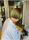 斜めバンググレージュカラーデザインカラー　シルキーベージュ　