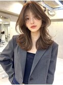 韓国ヘアグレージュカラーブリーチ無し髪質改善イヤリングカラー