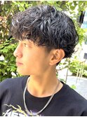 緩めメンズ波巻きスパイラルパーマツイストパーマ波巻きパーマ