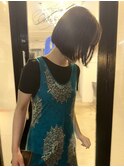 モードボブ切りっぱなし前髪カット髪質改善