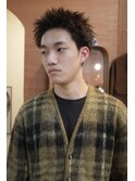 メンズスパイキーボックスショートブラウンンカラー眉毛カット