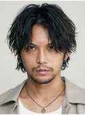 ニュアンスパーマセンターパートフェザーパーマオールバック